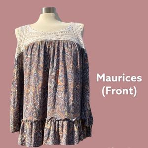 Multicolored Cold Shoulder Shirt